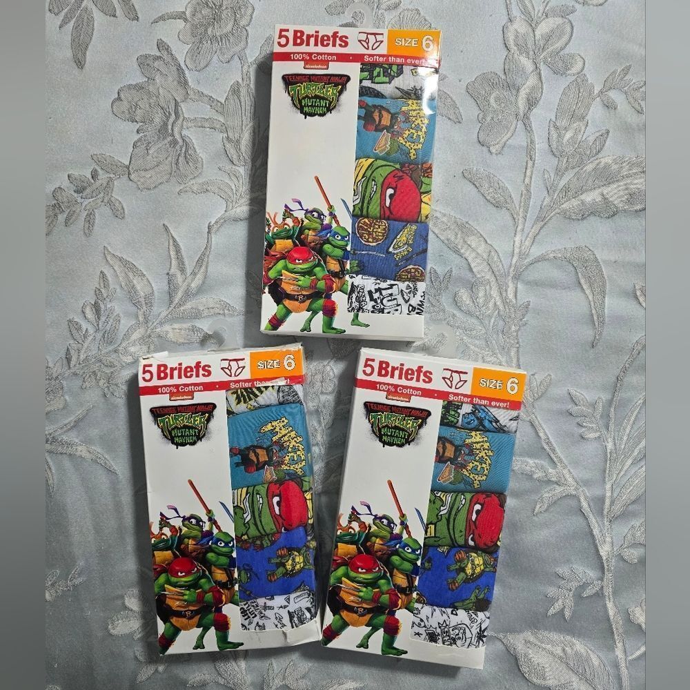 Bundle of 3 boxes Boys Teenage Mutant Ninja Turtles Cotton Briefs Underwear Sz 6